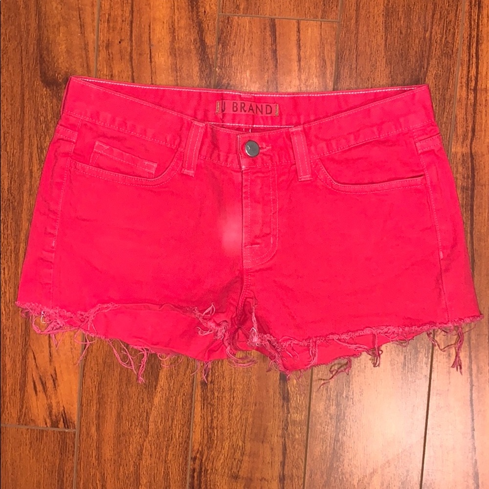 J BRAND SIZE 25 RED DENIM SHORTS